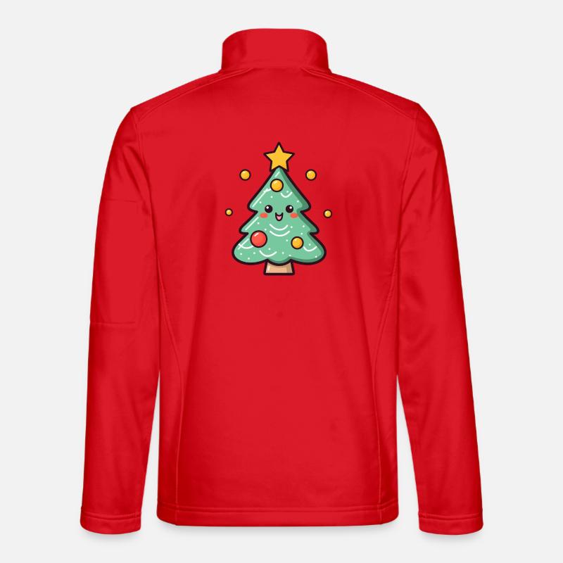 Cute Christmas Tree Illustration - Unisex Softshell Jacket - red