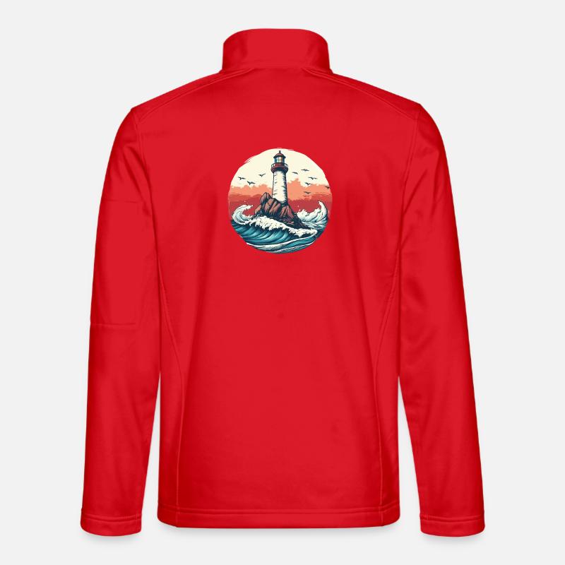 Lighthouse on rough seas - Unisex Softshell Jacket - red