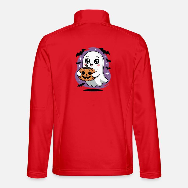 Cute ghosts with pumpkin Halloween design Unisex Softshell Jacket