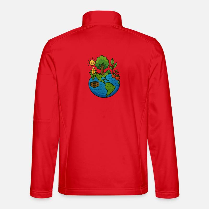 Natural earth with plants and sun - Unisex Softshell Jacket - red
