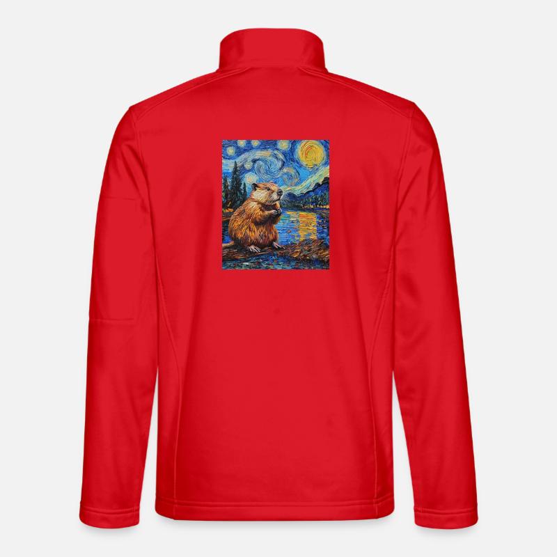 Bieber Van Gogh Style Starry Night - Unisex Softshelljacke - Rot