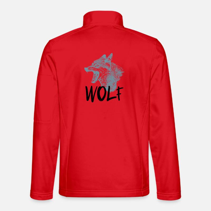 Wolf Head in Tapered Silhouette - Unisex Softshell Jacket - red