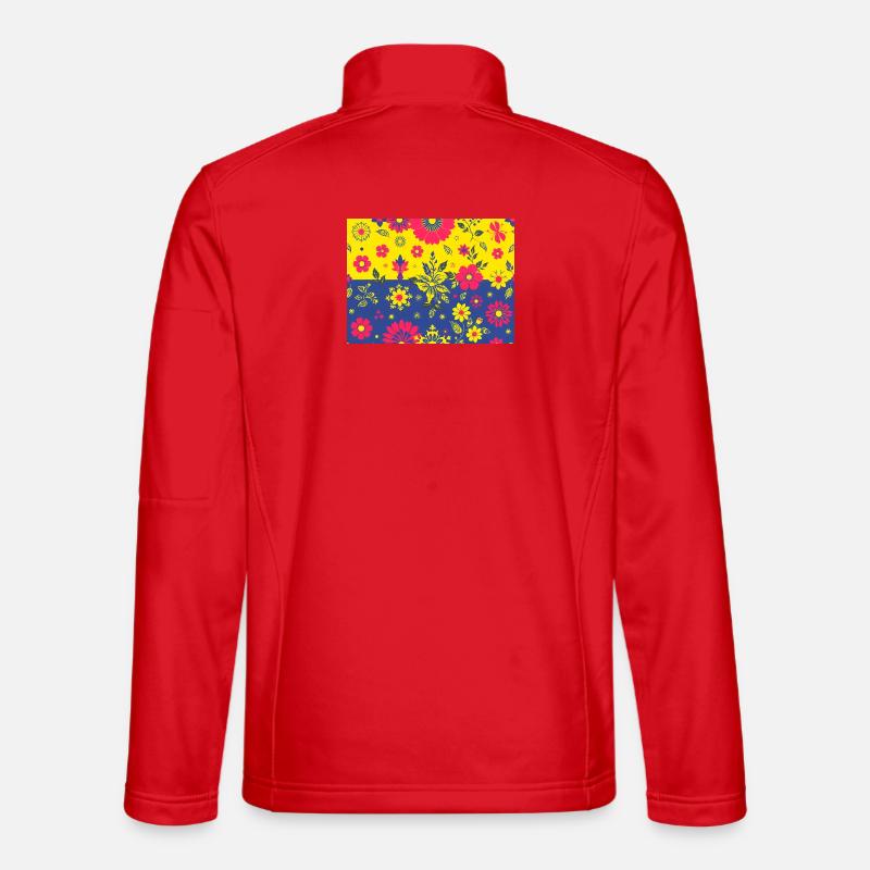 Blumenmuster mit kontrastfarbenem Hintergrund - Unisex Softshelljacke - Rot