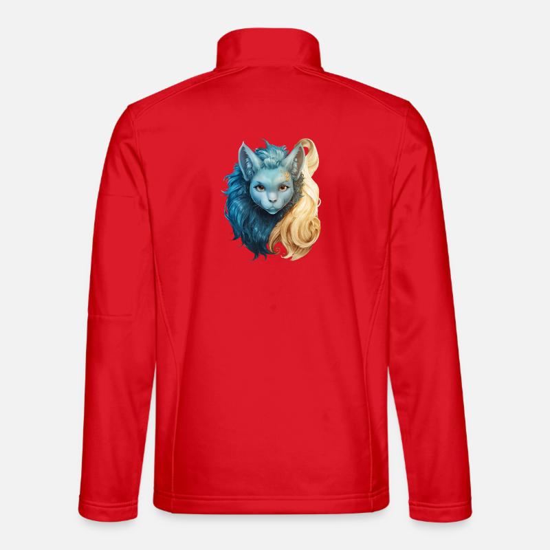 Mystical cat creature with two-tone mane - Unisex Softshell Jacket - red
