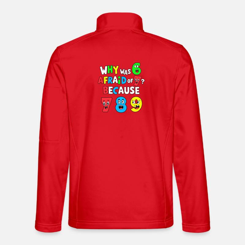 Whimsical Colourful Alphabet and Numbers Design - Unisex Softshell Jacket - red