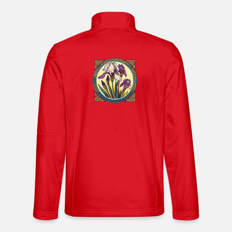 Intricate Irish Iris Celtic Artwork - Unisex Softshell Jacket - red