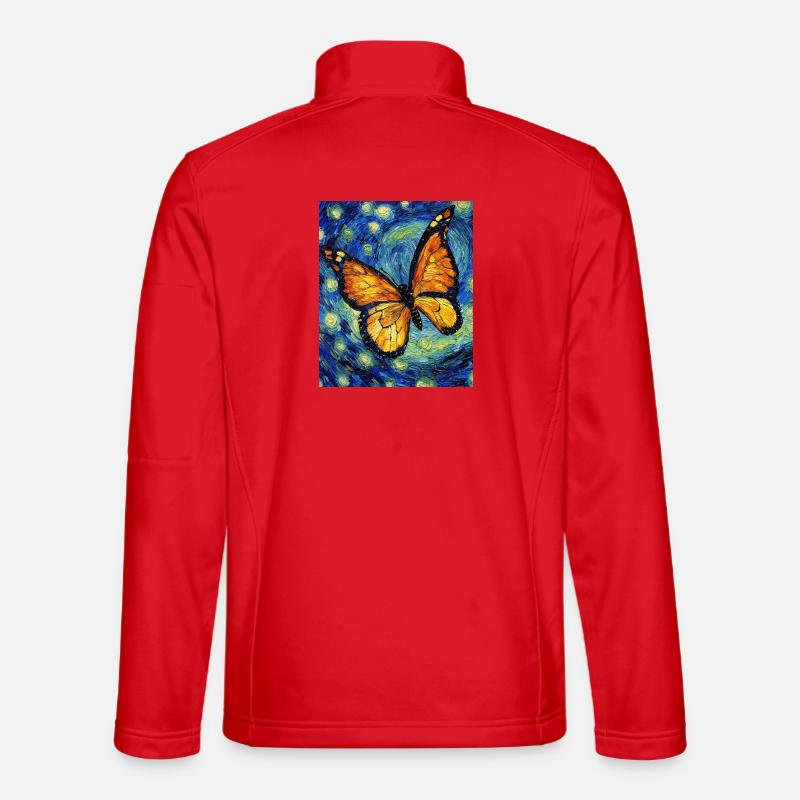 Butterfly Van Gogh Style Starry - Unisex Softshell Jacket - red