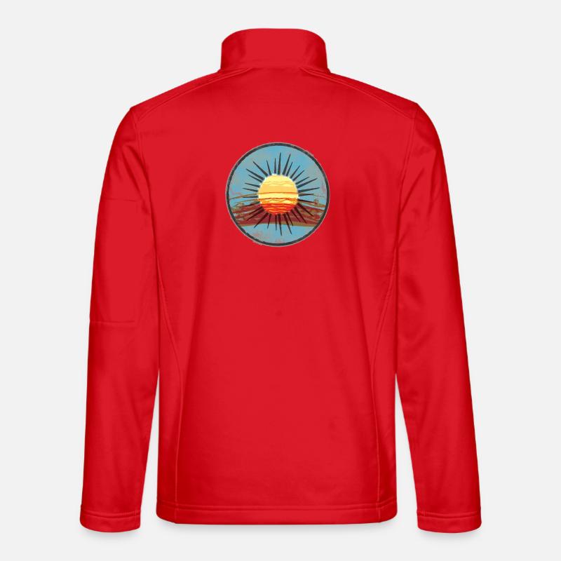 Abstract sunset on water - Unisex Softshell Jacket - red