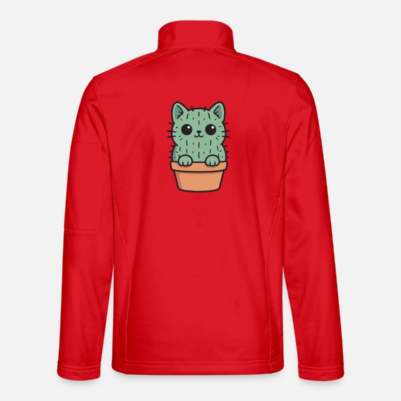 Süßer Kaktus-Kätzchen Design - Unisex Softshelljacke - Rot