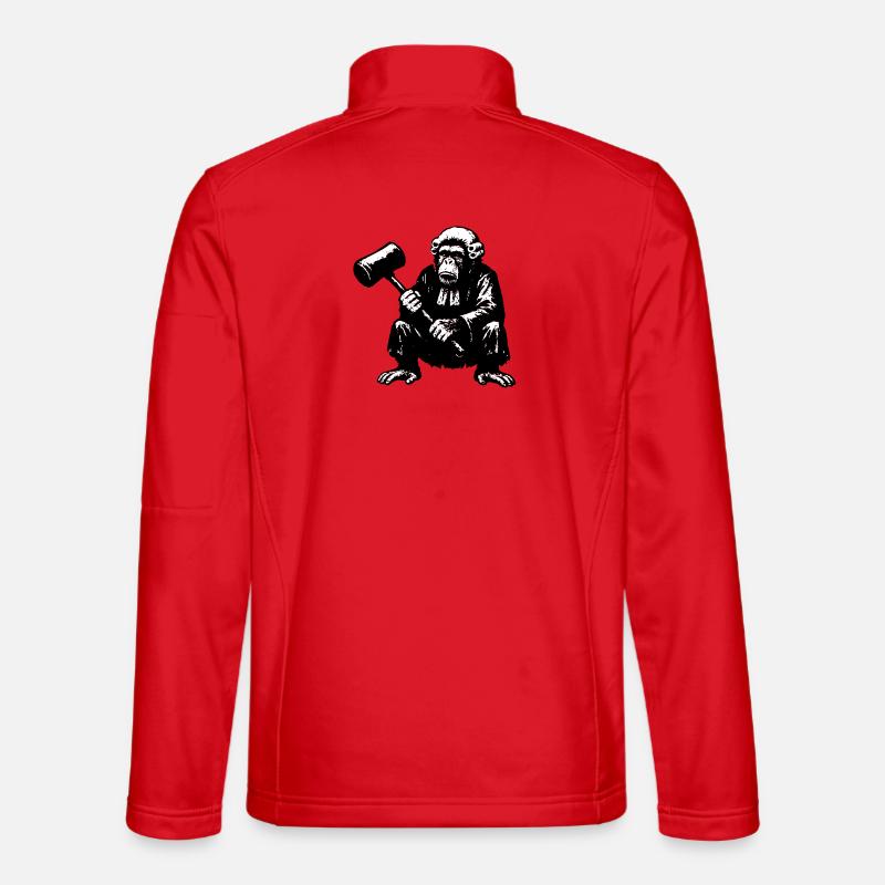 Rebellious monkey judge with hammer - Unisex Softshell Jacket - red