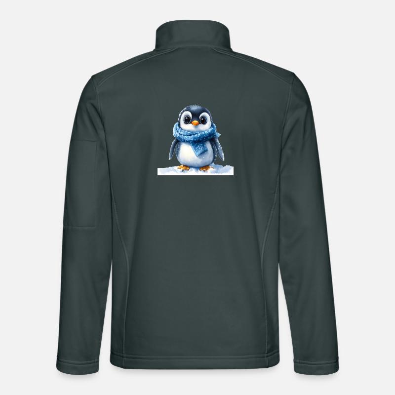 Pingouin mignon avec accessoire d’hiver Veste en tissu softshell Unisexe