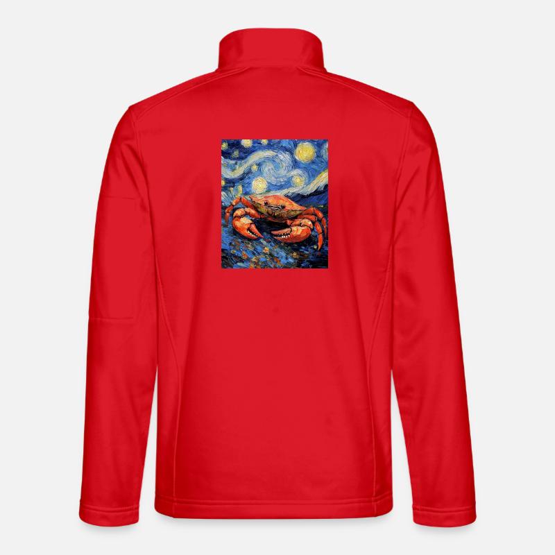 Crab Van Gogh Style Starry - Unisex Softshell Jacket - red