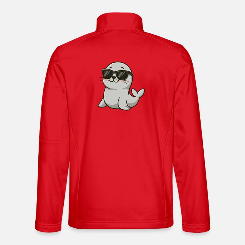 Cool otter with sunglasses - Unisex Softshell Jacket - red