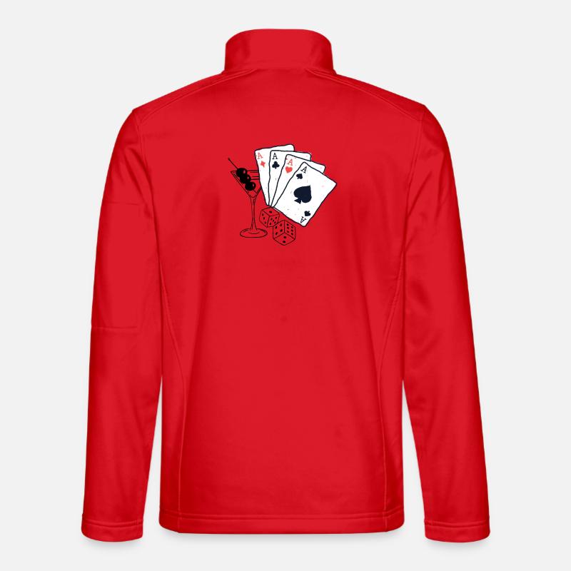 Playing card design with ace motifs - Unisex Softshell Jacket - red