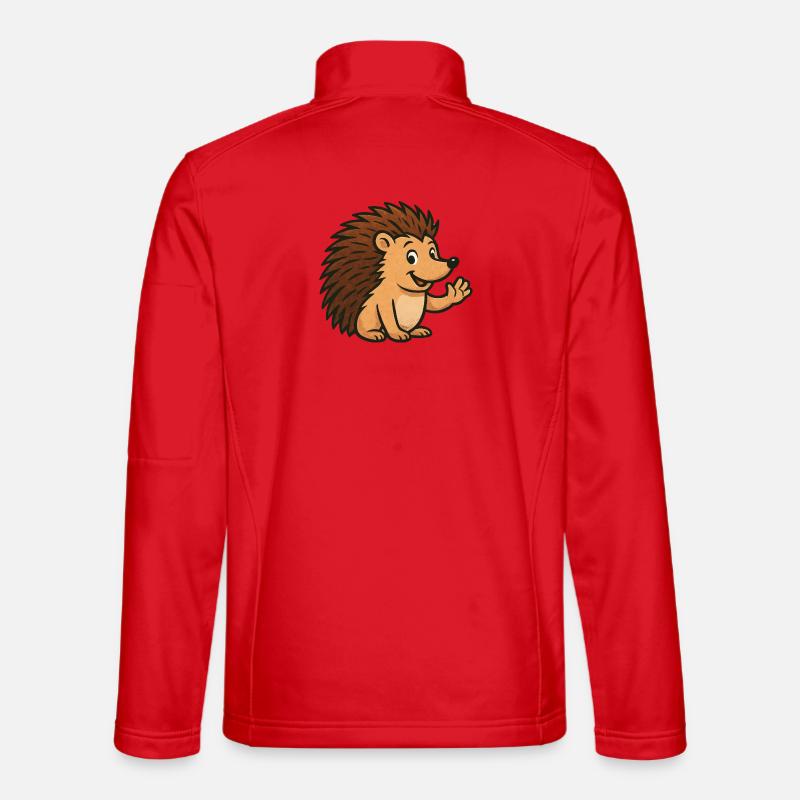 Hérisson mignon avec un visage heureux - Veste en tissu softshell Unisexe - rouge