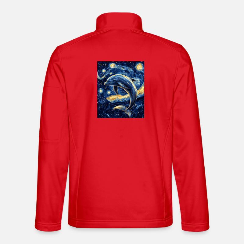 Delfin Van Gogh Style Starry - Unisex Softshell Jacket - red
