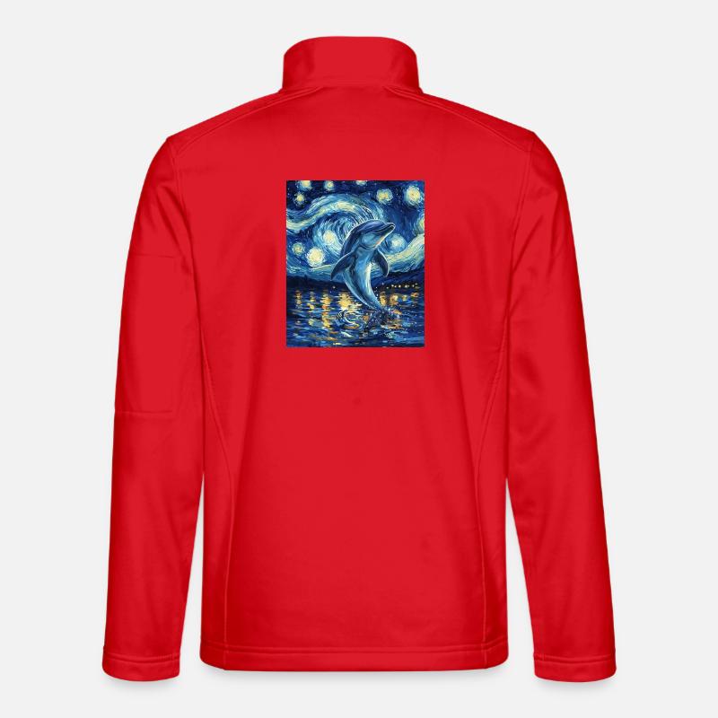 Delfin Van Gogh Style Starry - Unisex Softshell Jacket - red