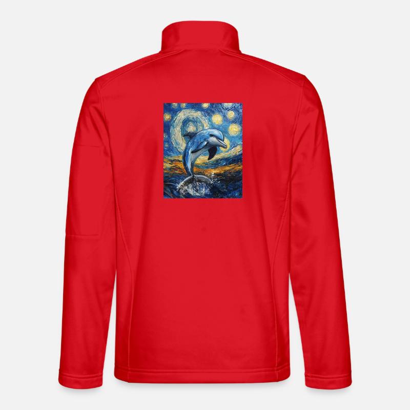 Delfin Van Gogh Style Starry  - Unisex Softshelljacke - Rot