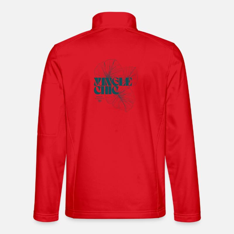 Botanical Jungle Monstera Leaf Pattern Design - Unisex Softshell Jacket - red