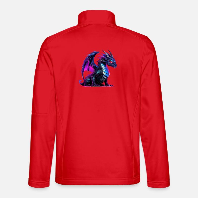 Neon dragon illustration on black - Unisex Softshell Jacket - red