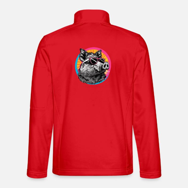 Cool wild boar with sunglasses - Unisex Softshell Jacket - red