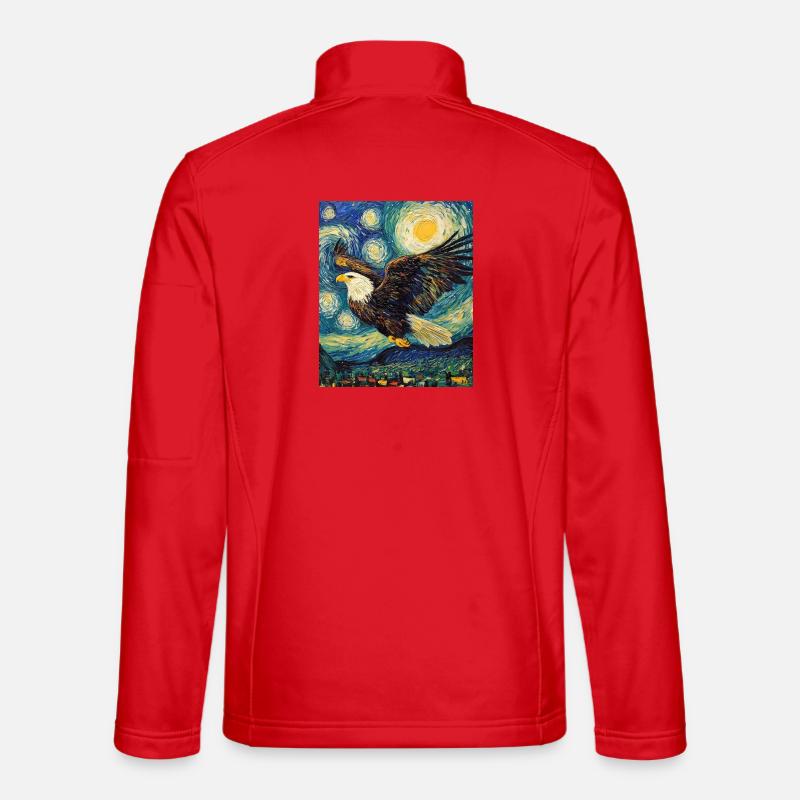 Eagle Bird Van Gogh Style Starry Night Unisex Softshell Jacket