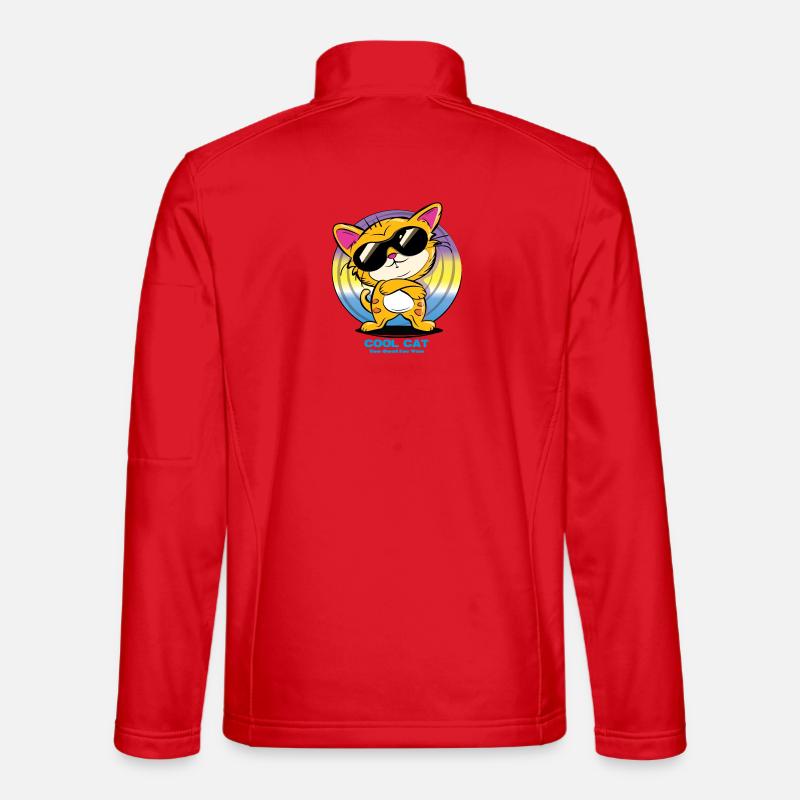 Cool Cat with Sunglasses - Unisex Softshell Jacket - red