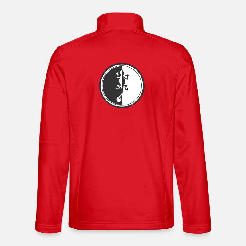 Black and White Chameleon Design - Unisex Softshell Jacket - red