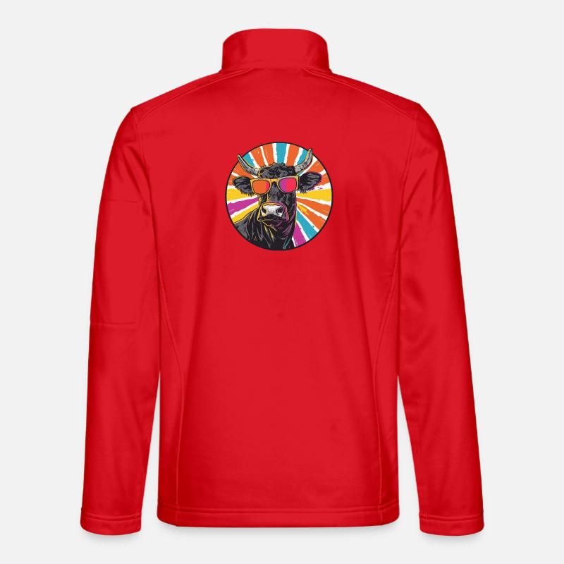  Bullen mit Sonnenbrille - Unisex Softshelljacke - Rot
