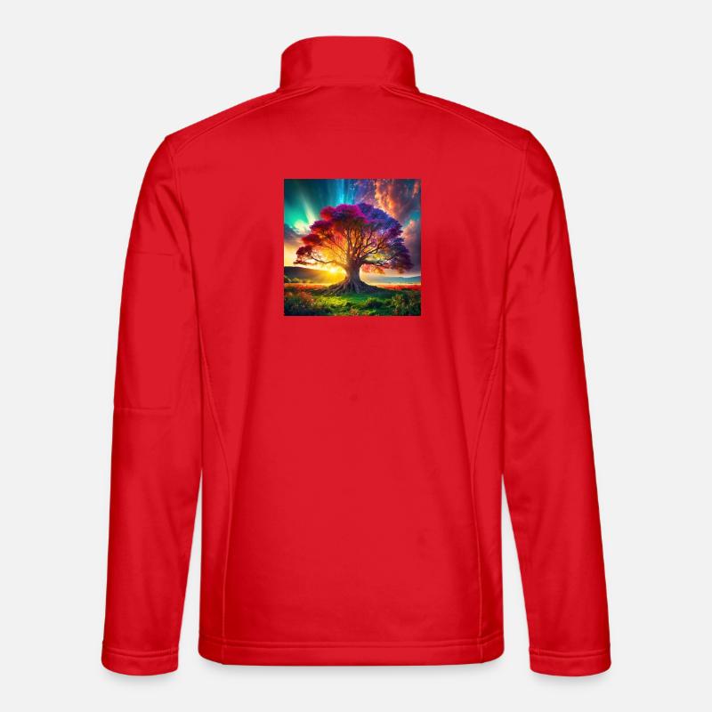 Baum des Lebens im Sonnenuntergang - Unisex Softshelljacke - Rot