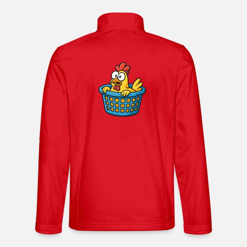 Verspielter Hühner-Karton Druck - Unisex Softshelljacke - Rot