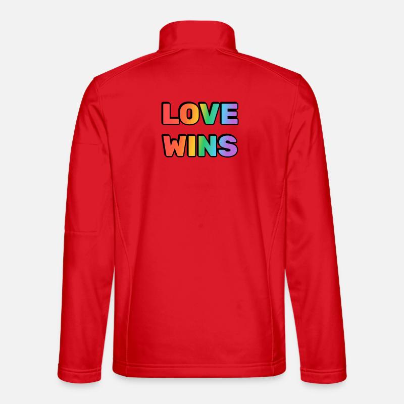 Love Wins Rainbow Gradient Text LGBT - Unisex Softshell Jacket - red
