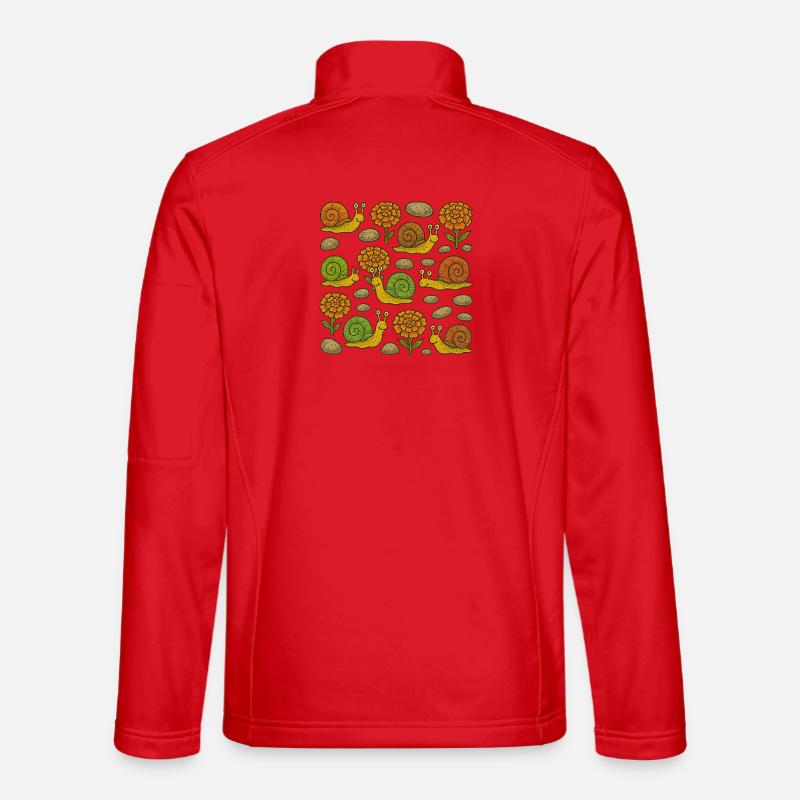 Sunny Snails Garden Pattern - Unisex Softshell Jacket - red