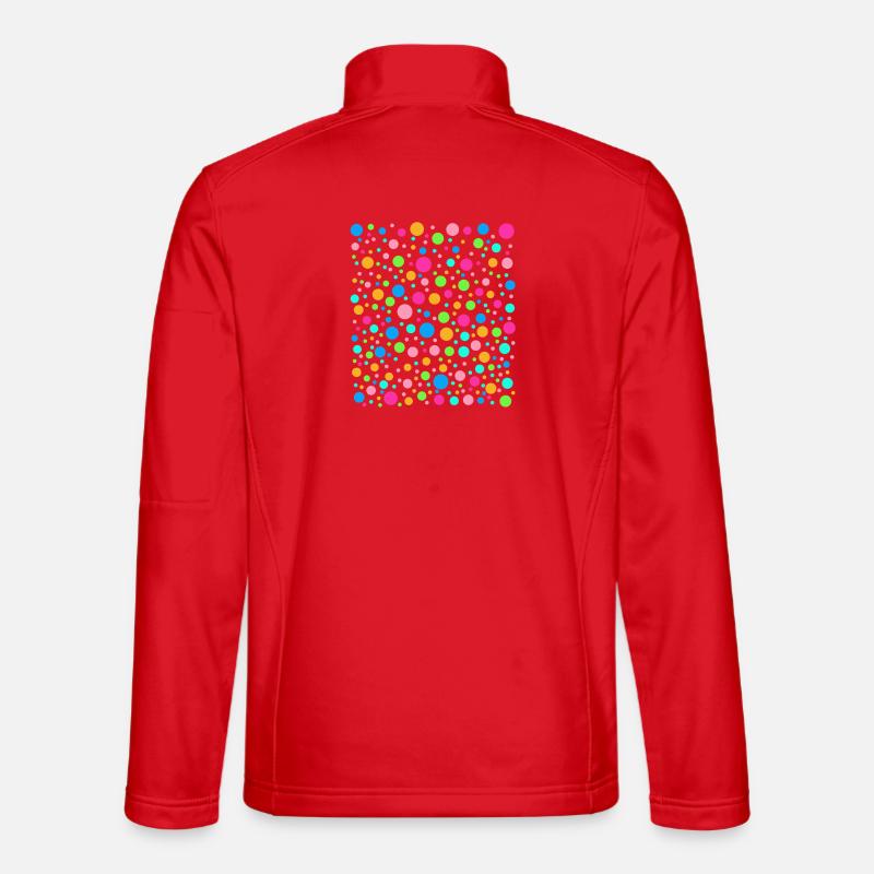Fleckiges Regenbogen-Punkte-T-Shirt - Unisex Softshelljacke - Rot