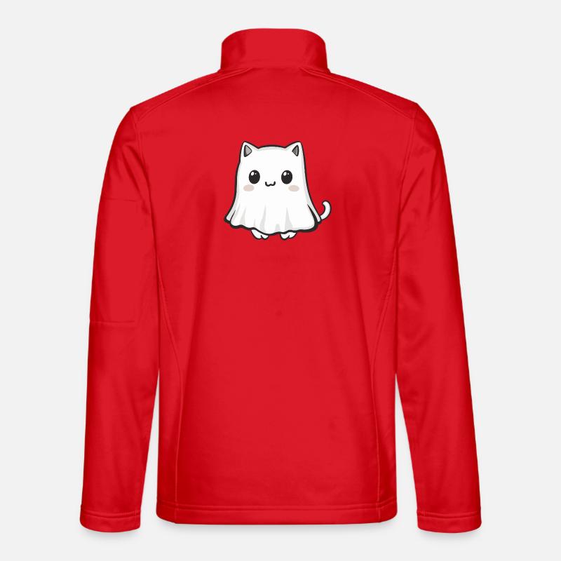 Cat Halloween Ghost - Unisex Softshell Jacket - red