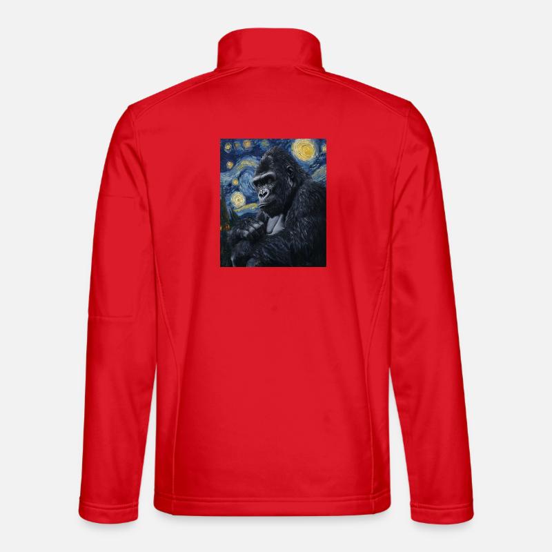 Gorilla Gorillas Monkey Van Gogh Style Starry Night Unisex Softshell Jacket
