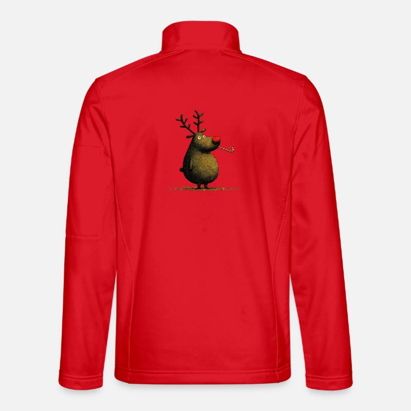 Christmas Reindeer with Candy Cane - Unisex Softshell Jacket - red
