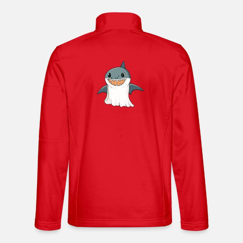 Shark Halloween Ghost - Unisex Softshell Jacket - red