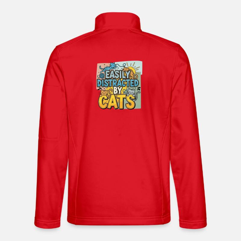 Easily Distracted by Cats - Unisex Softshell Jacket - red