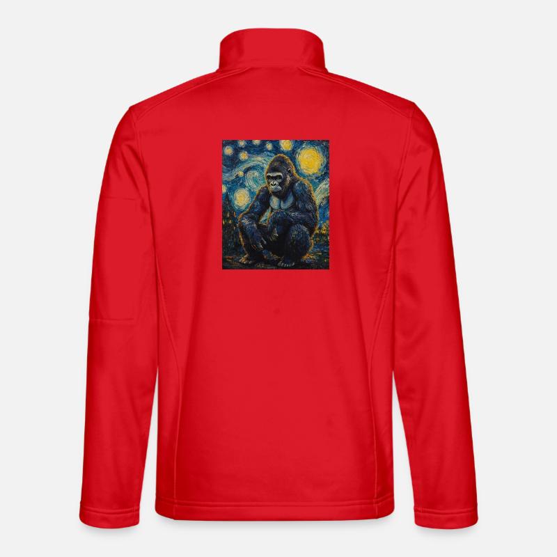 Gorilla Gorillas Monkey Van Gogh Style Starry Night Unisex Softshell Jacket