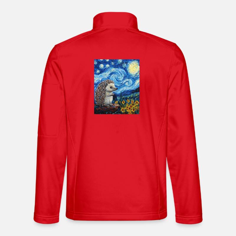  Igel Van Gogh Style Starry Night - Unisex Softshelljacke - Rot