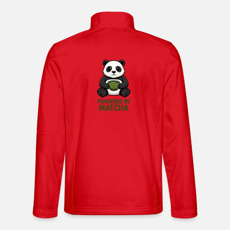 Panda with Matcha Mug - Unisex Softshell Jacket - red