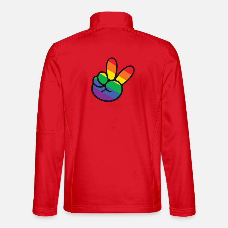 Signe de paix arc-en-ciel main Veste en tissu softshell Unisexe