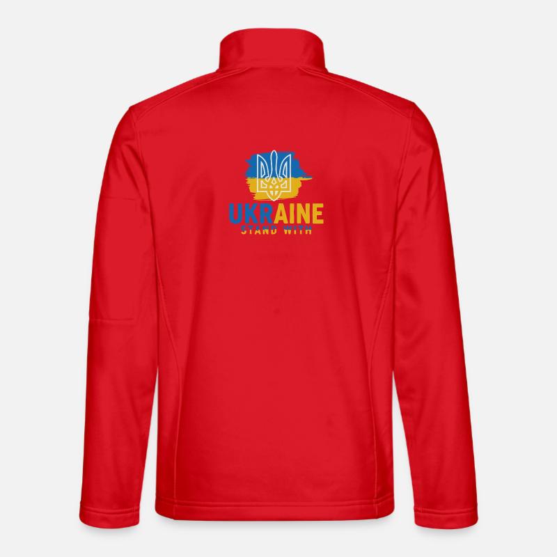 Ukrainische Flagge Emblem Ständer mit - Unisex Softshelljacke - Rot