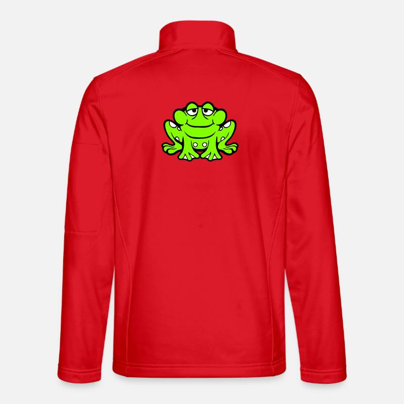 Frosch Kröte lächelt lustig sitzt Comic glücklich Unisex Softshelljacke