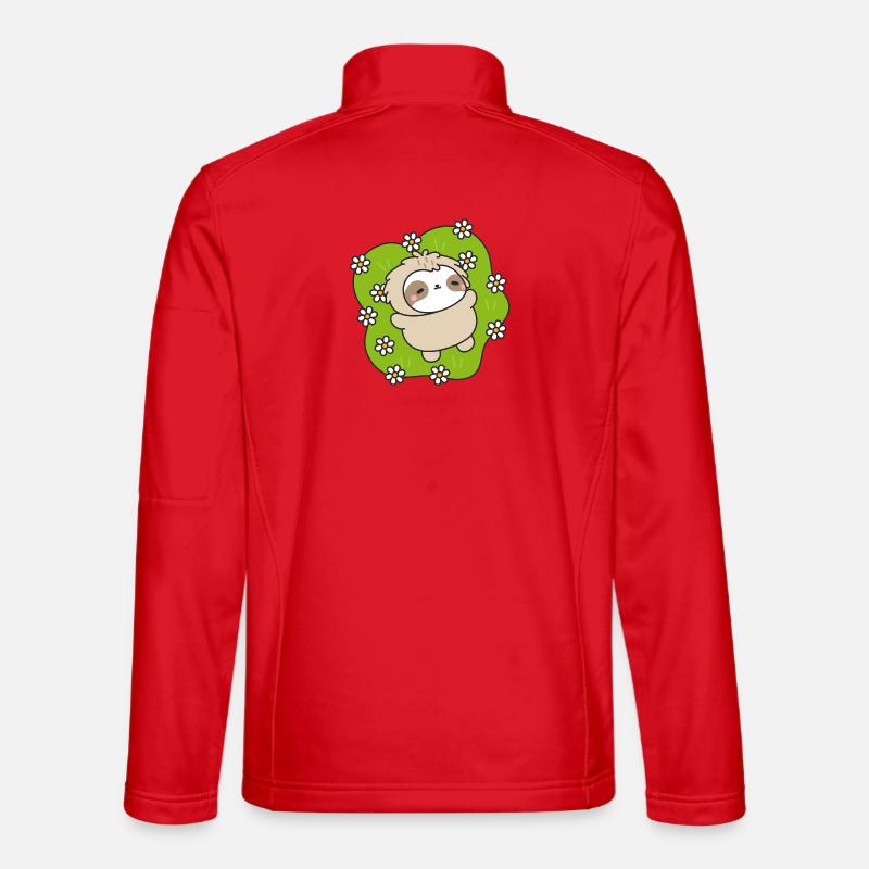 Faultier auf der Blumenwiese - Unisex Softshelljacke - Rot