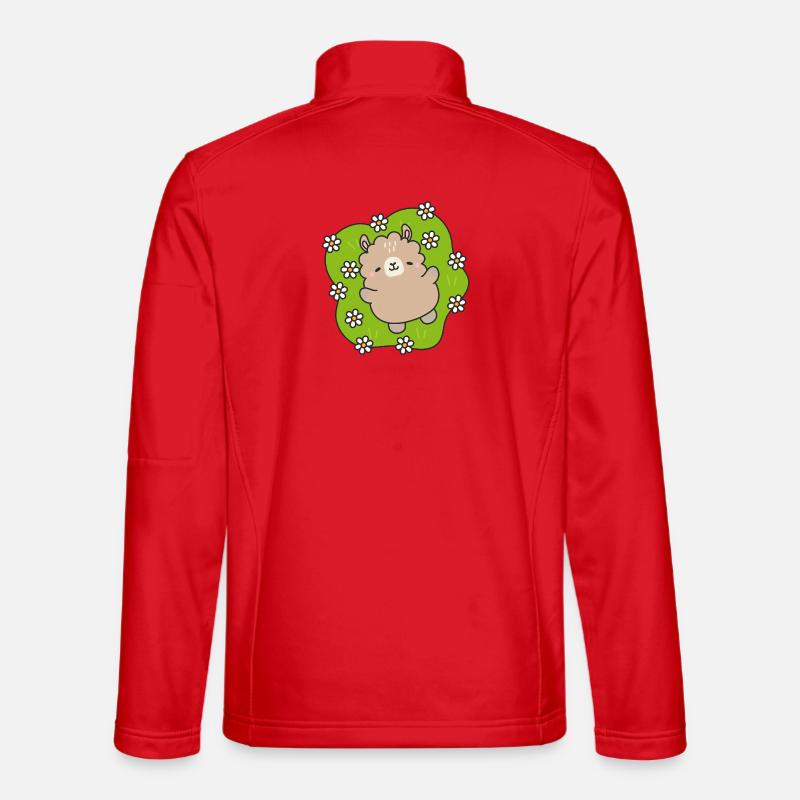 Glücklicher Bär im Blumengarten - Unisex Softshelljacke - Rot