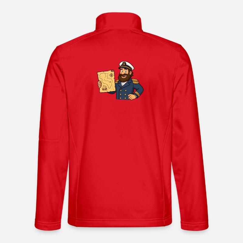 Captain Treasure Map Cartoon - Unisex Softshell Jacket - red