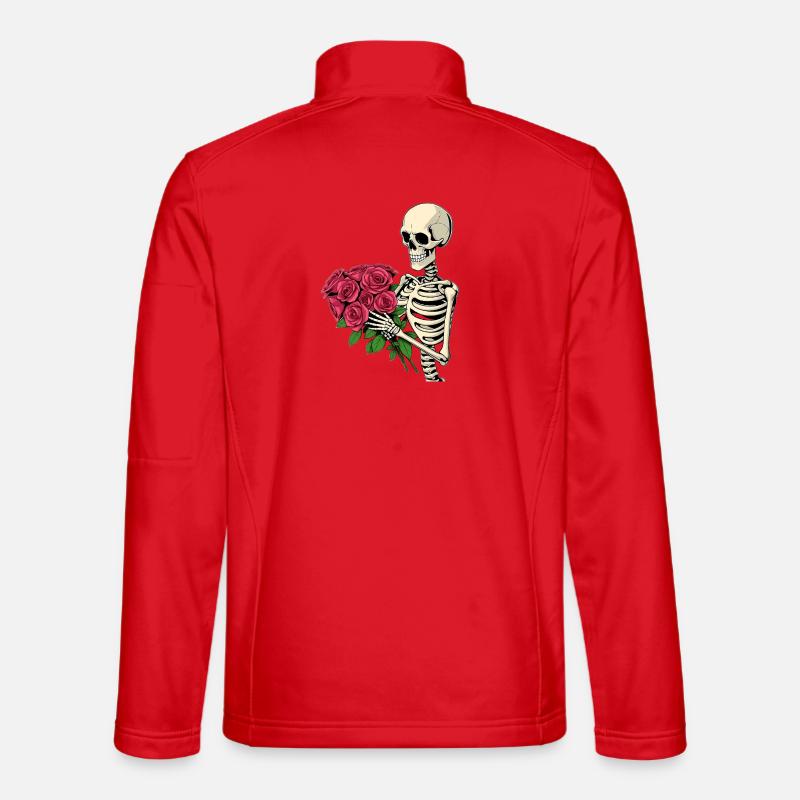 Skeleton with roses - Unisex Softshell Jacket - red