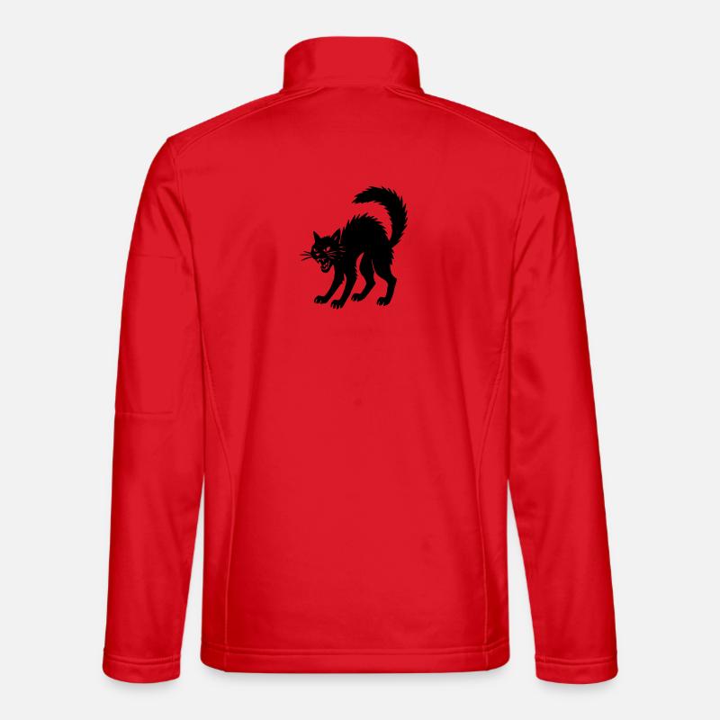 Angry Halloween Shadow Cat Silhouette - Unisex Softshell Jacket - red